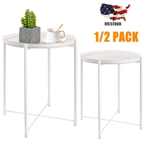 2pack metal tray table round - metal,