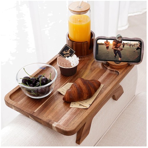 Acacia wood sofa arm - acacia, tray