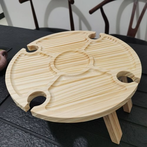 Round wood sofa tray - round,